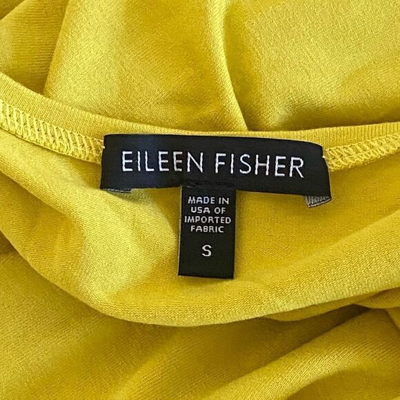 Eileen Fisher Yellow Elbow Length Sleeve Viscose Jersey Tunic Sz S - Picture 3 of 6